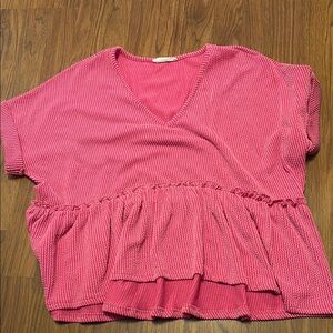 Pink V-Neck Women's Top